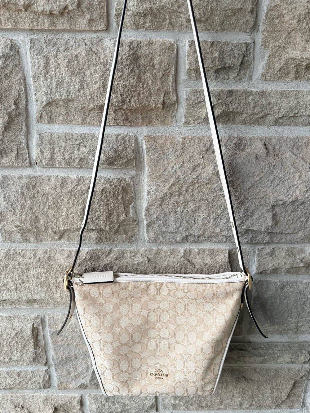 COACH Small Dufflette in Signature Khaki Jacquard – Style 25697